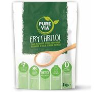 Pure Via Erythritol | 1kg | Zero Calorie, Keto, Non-GMO, Vegan Baking Sugar | Granulated erythritol, Zero calorie sugar alternative, Keto friendly, Non-GMO certified, Vegan, 1kg pack for baking