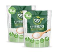 Pure Via Erythritol | 2x1kg | Zero Calorie, Keto Friendly, Non-GMO, Vegan | Granulated erythritol, Zero calorie sugar alternative, Keto friendly, Non-GMO certified, Vegan, 2 x 1kg bulk pack