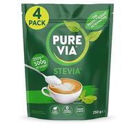Pure Via Stevia Sugar Alternative - Gluten Free and Zero Calorie Natural Sweetener - 250g X 4, Equivalent to 1kg