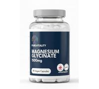 Pure Vitality : 1500mg Magnesium Glycinate | 300mg Elemental Magnesium | 90 x Vegan Capsules | UK GMP Certified Manufacturer