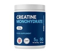 Pure Vitality | Creatine Monohydrate Powder - 450g - Easy Dissolve Creatine Powder, Unflavoured & Micronised | Vegan Creatine for Women and Men | Made in The UK | Scoop Included