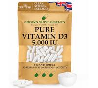 Pure Vitamin D 5000 IU Capsules | Vitamin D3 Cholecalciferol | 1 Capsule Daily | VIT D Supplement | Crown Supplements (120 Capsules)