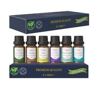 Pure Wellness Essential Oil Gift Set - 6 x 10ml Therapeutic Grade Oils - Lavender, Peppermint, Eucalyptus, Tea Tree, Thyme & Lime - 100% Pure Aromatherapy Kit for Relaxation, Sleep, Breathing, Stress