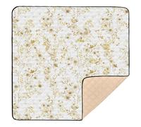 Pure White Background with Lots of Golden Flowers on It Large Non-Slip Baby Gym & Activity Mat for Indoor Outdoor Cozy Breathable Activity Gym Mat for Babies Infants Toddlers, 50'' x
