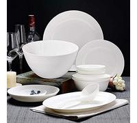Pure White Dinnerware Set, Bone China Dishes and Dishes Set, Ceramic Soup Bowl Oven Safe, Service for 2-4,12 Pcs