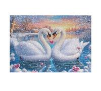Pure White Heart Swans 300 Piece Jigsaw Puzzle Pack Waterfowl Lake Bloom Teens Beginners Cognitive Development Puzzle Fans Group Play High-grade Rigid Cardboard 300 PCS