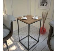 pure wooden side table with black metal frame in caucasian oak