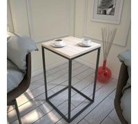pure wooden side table with black metal frame in oak