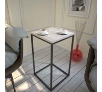 pure wooden side table with black metal frame in sea oak