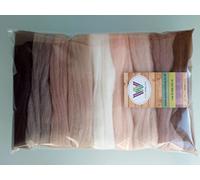 Pure Wool Hut Assorted Colours* 100% Merino Wool Tops for Wet & Dry Felting,28 Different Colour Themes,(Beige 90 g)
