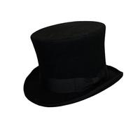 Pure Wool Top Hat for Men Satin Lined Topper Hat Black Mens Tophat Christmas Costume Cap, Wool Felt Top Hats for Men | Removeable Feather, High Crown & with Satin Lining (Black,M)