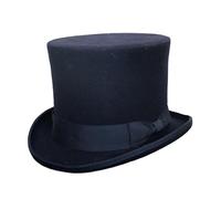 Pure Wool Top Hat for Men Satin Lined Topper Hat Black Mens Tophat Christmas Costume Cap, Wool Felt Top Hats for Men | Removeable Feather, High Crown & with Satin Lining (DarkBlue,M)