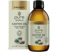 Pure World Natural Organic Castor Oil 250ml Premium Quality Cold & Fresh Press Glass Bottle Hexane Free for Hair, Skin - Ideal for Moisturizing, Conditioning, and Eyelashes & Eyebrows- Food Grade