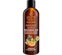Pure World Natures Elixir Massage Oil with Eucalyptus & Orange 250ml | Premium Aromatherapy Spa Body Oil for Relaxation, Muscle Soothing | 100% Natural Nourishing Skin Moisturiser | Made in UK