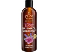 Pure World Sensual Bloom Massage Oil with Lavender & Rose 250ml | Premium Aromatherapy Spa Body Oil for Relaxation & Stress Relief | 100% Natural Nourishing & Smoothing Skin Moisturiser | Made in UK