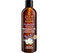 Pure World Tranquil Touch Massage Oil 250ml - Lavender & Jasmine Natural Aromatherapy Body Oil for Deep Relaxation, Stress Relief & Smoothing Skin - UK Made Spa Quality