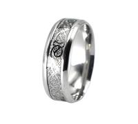 Pure Ziva Silver Stainless Steel Men's Ring with Celtic Knot Design, 8mm Width, Wedding Band, 8.0, Stainless Steel, No Gemstone