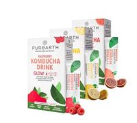 Purearth 30-Day Kombucha Sachets - Gut Health Powder, Immune Support & Skin Hydration - Energy Drink Powder with Probiotics, Collagen & Electrolytes - Sugar-Free Hydration, 3 Flavors