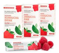 Purearth Kombucha Drink Powder for Glowing Skin - 30-Day Vegan Collagen & Biotin Sachets - Raspberry Flavor - Gut Health, Hydration & Energy Support - Sugar-Free Rehydration Sachets
