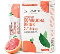 Purearth Kombucha Powder Drink Sachets for Water - Gut Health & Hydration Support - Sugar-Free Probiotic Energy Drink with Grapefruit - 10 Sachets - Vegan & Keto-Friendly - Vitamin C, D3 & Calcium