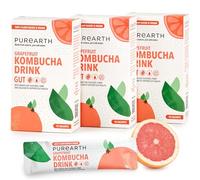 Purearth Kombucha Powder Grapefruit Flavor | 30-Day Supply | Natural Sugar Free Probiotic Soft Drinks | Gut Health, Energy & Immune | Vitamin C, D3 & Calcium | Vegan, Gluten-Free | 30 Sachets