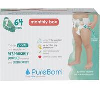 PureBorn Baby Premium Pull Up Diapers, Training Nappy Pants, Size 7 (17+ kg), Mega Pack of 64 Pieces, Superior Day & Night Protection, Dermatologically Tested, Super Soft, Skin Friendly