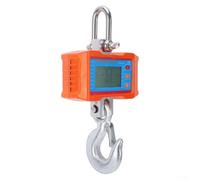 PureBowlic 1000Kg Electronic Crane Scale LCD Backlit Display Portable Hook Weighing Industrial Use Dustproof Aluminum Alloy Body Kg Lb Unit Switch Large Screen Easy Operation (Orange)