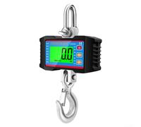 PureBowlic 1000Kg Electronic Crane Scale LCD Backlit Display Portable Hook Weighing Industrial Use Dustproof Aluminum Alloy Body Kg Lb Unit Switch Large Screen Easy Operation (black)