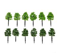 PureBowlic 12 Pack HO Scale Model Trees 50Mm Bushy Dark & Light Green For OO N Gauge Railway Layout Scenery Decoration Realistic Plastic Resin Props