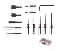 PureBowlic 12-Piece Countersink Drill Bit Set, Carbon Steel Woodworking Auger With 6.35mm Hex Shank, Spiral Flute For Quick Chip Rel, Precision Ground For Smooth Drilling In Wood(12 Pcs)