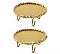 PureBowlic 2 Pack Iron Candle Holders For Pillar Candles, Round Pedestal Candles Plate Stand, Sturdy Metal Table Centerpiece Decor For Wedding Party Dinner Home, Gold And Black, 10X3.5cm(Gold)