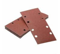 PureBowlic 20 Pcs Sanding Sheets 1/3, Mixed Grits 80/120/180/240, Aluminium Oxide Sandpaper with 8 Holes for Orbital Sander, and, 93x185mm, Red Brown