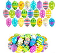 PureBowlic 24 Pack 6Cm Plastic Easter Eggs For Hanging Holes, Vibrant Painted Decorations For Spring Party, Basket Stuffers, Garden Venue Decor, Reusable Ornaments
