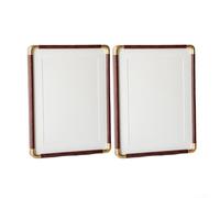 PureBowlic 2Pcs Rounded Corner Photo Frames 6 Inch, PVC Wall Hanging Or Tabletop Picture Frame For Calligraphy Painting, New Chinese Style Home Decor, 10.2x15.2cm Inner Size, Walnut Red Black(Red)