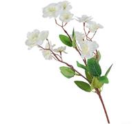 PureBowlic 3 Prong Lace Artificial For Cherry Blossom Silk Flower With Flexible Wire Stems, Realistic Fake Flowers For Home Wedding Hotel Party Decor, 46Cm Pink(White)