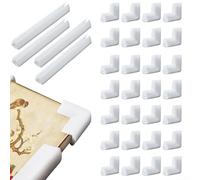 PureBowlic 32 Pack Foam Corner Protectors For Picture Frames And Mirrors Thick U-Groove Edge Guards With Straight Bars Shock Absorbing Sleeves Home Moving Storage Safe Robust Foam Discreet Tool(A)