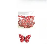 PureBowlic 3D Butterfly Wall Sticksers 12PCS, Christmas Decoration PVC Decals With Double-Sided Tape, Waterproof Red Ornaments For Home Living Room Bedroom Party Decor(PY18012-7.1 * 10.8cm)
