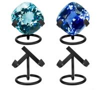 PureBowlic 4 Pack Metal for CRYSTAL Ball Display Stands For Gemstones Fossils Agate Slices, Elegant Easel Holder Base For Energy Stones Minerals Painted Rocks Home Decor, Black Silver Gold