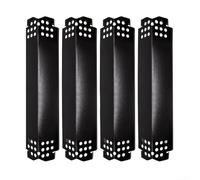 PureBowlic 4 Pack Porcelain Steel Grill Heat Plates Replacement Parts For 4/5 /6 Burner Gas Grills, BBQ Burner Cover Shields Deflector Tents Accessories Black 14.6 X 4.1 X 1.7 Inch