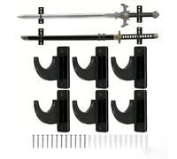 PureBowlic Acrylic Light Saber Wall Mount Rack Sturdy Clear Display Stand For Collectibles, Horizontal Holder For Swords Axes Umbrellas, Space-Saving Home Office Decor(Black 3-pack)