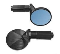 PureBowlic Aluminum Alloy Round Motorcycle Rearview Mirrors, Black Handlebar Side Mirror Pair With White Or Blue Glass, Fit For Most Motorbikes And Scooters, Easily Installation, 2 Pack(Blue)