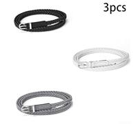 PureBowlic Belt Daily Pin Buckle Waistband Dresses Skirts Blouses | Women\'s Retro Braided Thin Woven Vintage For Slim PU Leather Wear Special For Occasions Pin Buckle Waistband Black 1Cm