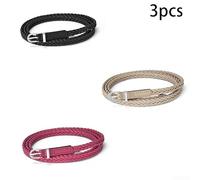 PureBowlic Belt Daily Pin Buckle Waistband Dresses Skirts Blouses | Women\'s Retro Braided Thin Woven Vintage For Slim PU Leather Wear Special For Occasions Pin Buckle Waistband Black 1Cm