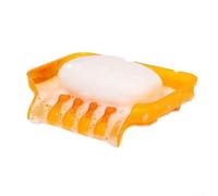 PureBowlic Creative Waterfall Soap Dish with Strong Suction Cup, Anti-Slip Plastic Bathroom Accessories for Kitchen and Shower, Raised Design for Easy Drainage(Transparent orange)