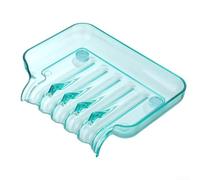 PureBowlic Creative Waterfall Soap Dish with Strong Suction Cup, Anti-Slip Plastic Bathroom Accessories for Kitchen and Shower, Raised Design for Easy Drainage(Clear Blue)