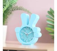 PureBowlic Cute Finger Shaped Alarm Clock For Loud Bell And Jump Second Movement, Dual Display Analog Digital Desk Decor For Students Bedroom, For Battery Operated Creative Piece, Light Green(Blue)