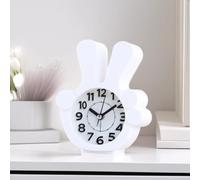 PureBowlic Cute Finger Shaped Alarm Clock For Loud Bell And Jump Second Movement, Dual Display Analog Digital Desk Decor For Students Bedroom, For Battery Operated Creative Piece, Light Green(White)