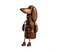 PureBowlic Dachshund Shelf Sitter Christmas Holiday Home Mantel | Vintage Festive Charming Resin Figurine Dog Tabletop Display Animal Lovers Family Decor Ornament Brown 12Cm