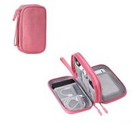 PureBowlic Data Cable Storage Bag, Layer Portable Travel Organizer Case For Cords Chargers USB Accessories, Waterproof Oxford Cloth Carry Pouch(Single layer pink)