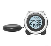 PureBowlic Digital Alarm Clock Dual Alarms Vibration Strong Buzzer Soft Backlight Date W isplay Compact Design Modern Black for Heavy Sleepers Bedside Table Home Office(Black)